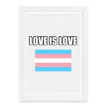 LOVE IS LOVE Trans Pride Flag - Framed poster (27 × 37 cm) - white - Front