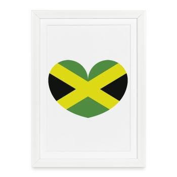 Jamaican flag in the shape of a heart - Framed poster (27 × 37 cm) - white - Front
