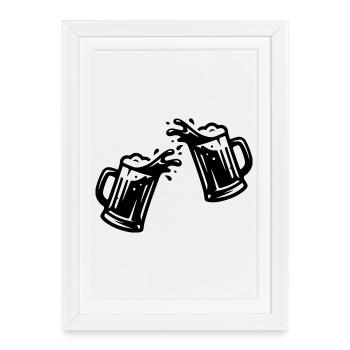 Bière grillant bière de blé - Affiche encadrée (27 × 37 cm) - blanc - Devant