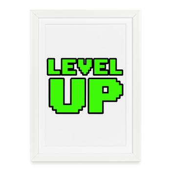 T-shirt de gaming Retro Level Up 8Bit - Affiche encadrée (27 × 37 cm) - blanc - Devant