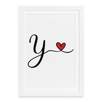 Y Letter Initial Monogram Design with Heart - Framed poster (27 × 37 cm) - white - Front