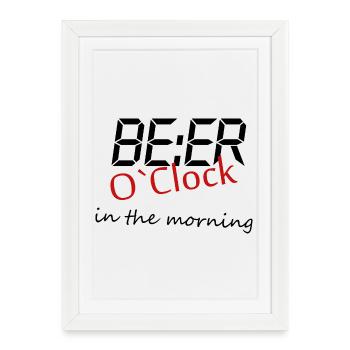 Bière à l’heure Drôle de bière Drôle de Cadeau - Affiche encadrée (27 × 37 cm) - blanc - Devant