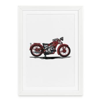 Retro motorcycle - Affiche encadrée (27 × 37 cm) - blanc - Devant