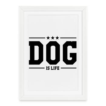 Dog is life ! - Affiche encadrée (27 × 37 cm) - blanc - Devant