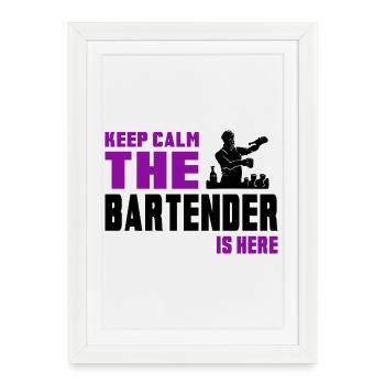Motif barman Keep Calm - Affiche encadrée (27 × 37 cm) - blanc - Devant