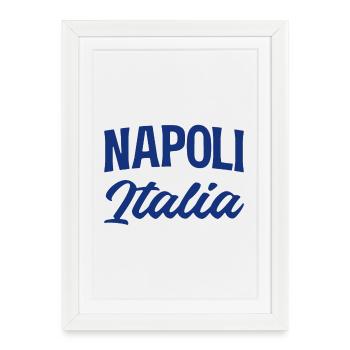 Napoli Italia Script in Blue - Affiche encadrée (27 × 37 cm) - blanc - Devant