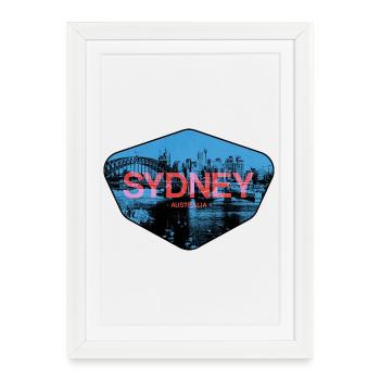 Sydney Skyline Neon - Affiche encadrée (27 × 37 cm) - blanc - Devant