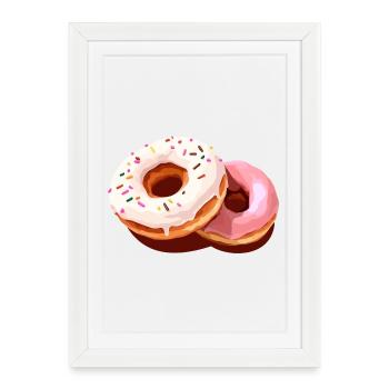 Colorful Doughnut Print on Casual Wear - Framed poster (27 × 37 cm) - white - Front