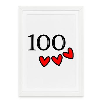 100. 100 ANS. 100e ANNIVERSAIRE. ANNIVERSAIRE 100 - Affiche encadrée (27 × 37 cm) - blanc - Devant