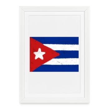 Drapeau de Cuba - Affiche encadrée (27 × 37 cm) - blanc - Devant