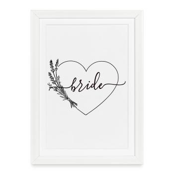 Équipe Bride Coeur Fleurs sauvages - Affiche encadrée (27 × 37 cm) - blanc - Devant