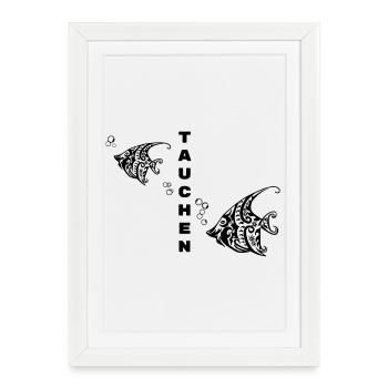 Plongée – Tribal Fish Design - Affiche encadrée (27 × 37 cm) - blanc - Devant