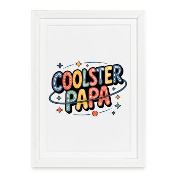 Papa le plus cool néon rétro - Affiche encadrée (27 × 37 cm) - blanc - Devant