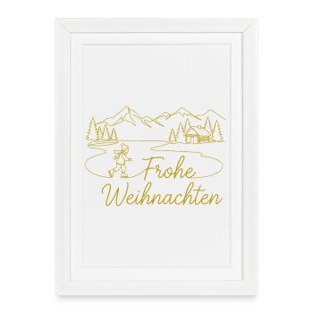 Joyeux Noël Paysage d’hiver Noël - Affiche encadrée (27 × 37 cm) - blanc - Devant