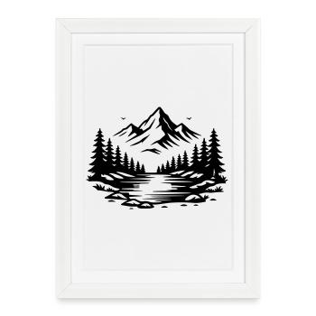 Icône en plein air de la forêt des montagnes - Affiche encadrée (27 × 37 cm) - blanc - Devant