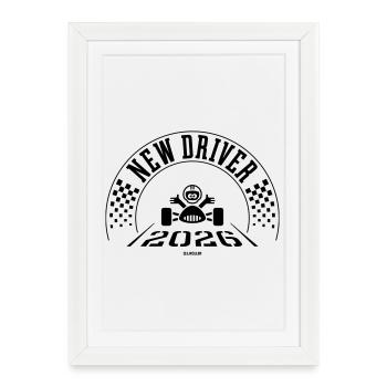 New Driver 2026 (Driving Licence / Black) - Framed poster (27 × 37 cm) - white - Front