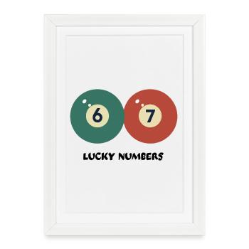67 Lucky Numbers - Pool Billiards Vintage Design - Framed poster (27 × 37 cm) - white - Front