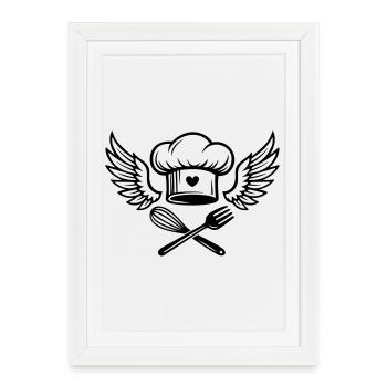Chef's hat with heart and wings - Framed poster (27 × 37 cm) - white - Front