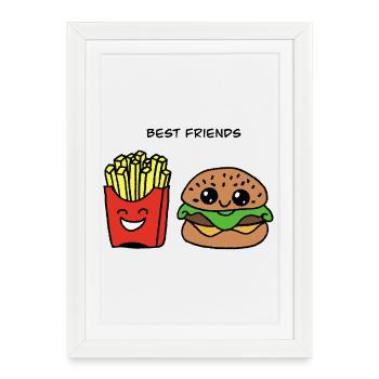 Meilleurs amis : Burger & Fries Duo - Affiche encadrée (27 × 37 cm) - blanc - Devant