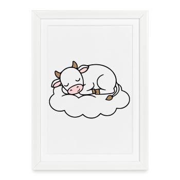 Nuage de Vache endormi Bébé de rêve - Affiche encadrée (27 × 37 cm) - blanc - Devant