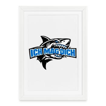 J’aime bien ce que tu dises dans le design de requins - Affiche encadrée (27 × 37 cm) - blanc - Devant