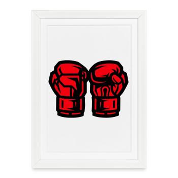 Symbole des gants de boxe Boxe - Affiche encadrée (27 × 37 cm) - blanc - Devant