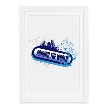 Around the World – Floral Blue Foam - Framed poster (27 × 37 cm) - white - Front