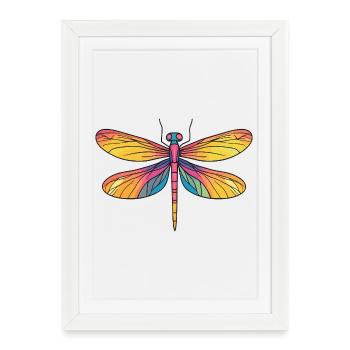 Ailes de Libellule arc-en-ciel - Affiche encadrée (27 × 37 cm) - blanc - Devant