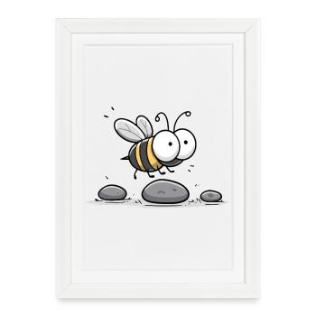 Petite abeille sur des pierres - Affiche encadrée (27 × 37 cm) - blanc - Devant
