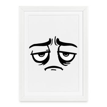 Mürrisches Trauriges Enttäuschtes Gesicht Lustig - Gerahmtes Poster (27 × 37 cm) - Weiß - Vorne