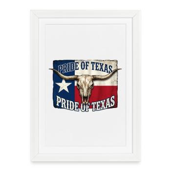 Texas Pride Horns Skull - Framed poster (27 × 37 cm) - white - Front