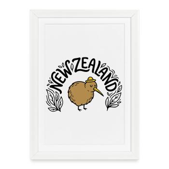 Nouvelle-Zélande - Affiche encadrée (27 × 37 cm) - blanc - Devant