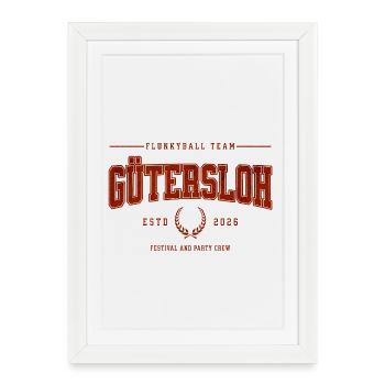 T-shirt classique de l’équipe Flunkyball Profi de Gütersloh - Affiche encadrée (27 × 37 cm) - blanc - Devant