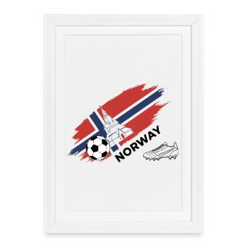 Norvège Football Maillot Supporter Norway Foot - Affiche encadrée (27 × 37 cm) - blanc - Devant