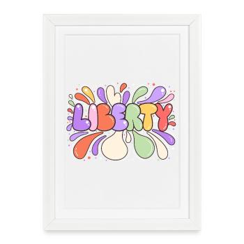 Liberty Multicolore Bulles Colorées - Affiche encadrée (27 × 37 cm) - blanc - Devant