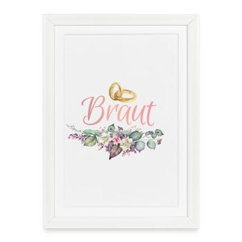 Bagues de mariée Fleurs Enterrement de vie de garçon - Affiche encadrée (27 × 37 cm) - blanc - Devant