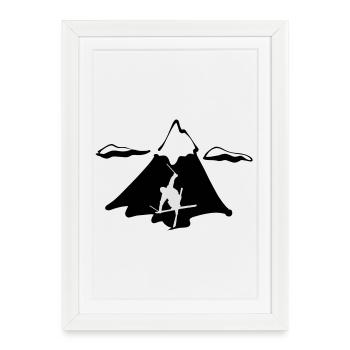 Ski freestyle with mountain - Framed poster (27 × 37 cm) - white - Front