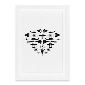 Avion avion avion - Affiche encadrée (27 × 37 cm) - blanc - Devant