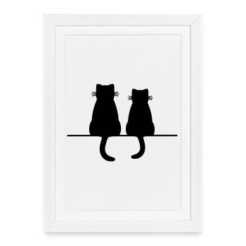 Cadeau d'amour d'amitié de chat de chats de chat - Affiche encadrée (27 × 37 cm) - blanc - Devant