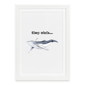 Baleines bonnes nuits de sommeil - baleines Zzz - Baleine - Affiche encadrée (27 × 37 cm) - blanc - Devant