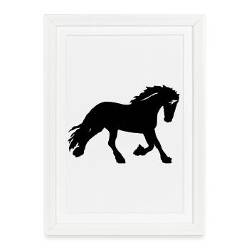 cheval - Affiche encadrée (27 × 37 cm) - blanc - Devant