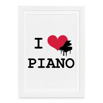 I Love Piano - Framed poster (27 × 37 cm) - white - Front