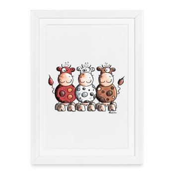 Drôles Vaches Colorés - Affiche encadrée (27 × 37 cm) - blanc - Devant