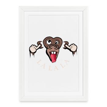 drôle singe lalala symbole illustration langue - Affiche encadrée (27 × 37 cm) - blanc - Devant