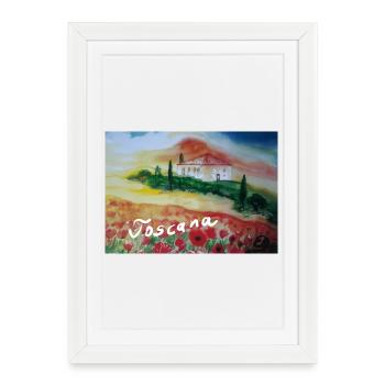 EG Toscana I Italie I Coquelicots I Aquarelle - Affiche encadrée (27 × 37 cm) - blanc - Devant