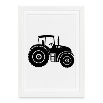 Shade Silhouette Farm Tractor - Framed poster (27 × 37 cm) - white - Front