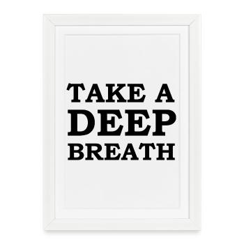 respiration profonde respiration apnée respiration méditation dire - Affiche encadrée (27 × 37 cm) - blanc - Devant
