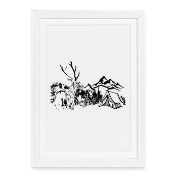 Cerfs, Montagnes, Nature, Camping - Affiche encadrée (27 × 37 cm) - blanc - Devant