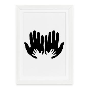 Ouvrez les mains des parents avec les mains des enfants - Affiche encadrée (27 × 37 cm) - blanc - Devant