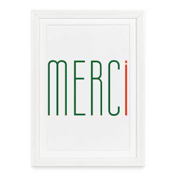 MERCi, Merci en Français - Affiche encadrée (27 × 37 cm) - blanc - Devant